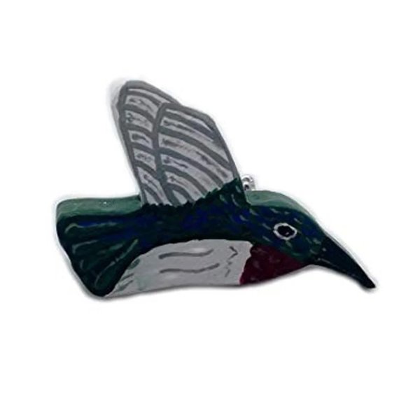 Wooden Hummingbird Pin handmade handcrafted jewelry - Picture 2 of 4